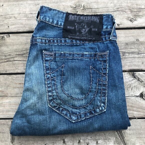 Vintage True Religion Jeans Size 36 BOBBY SUPER T Blue - Picture 3 of 9